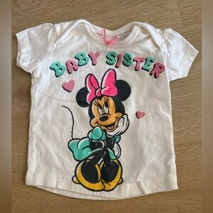 Disney Baby Baby Sister Minnie Mouse Graphic Tee - White with Pink & Teal